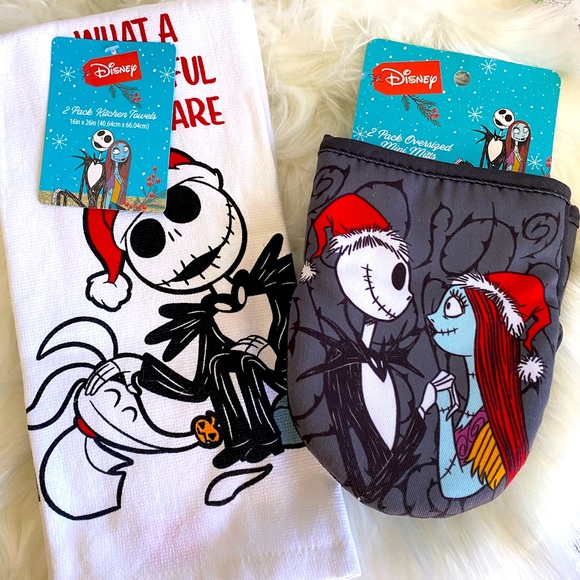 Disney Other - Nightmare before Christmas jack and Sally oven mitts and kitchen towels🎄💕👻